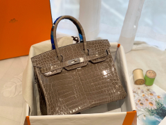 HERMES birkin 30 尼罗亮光 ck18 大象灰 银扣 顶级老工匠纯手工缝制